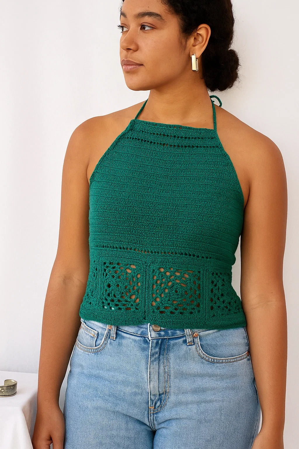 Emerald Grace Crochet Top
