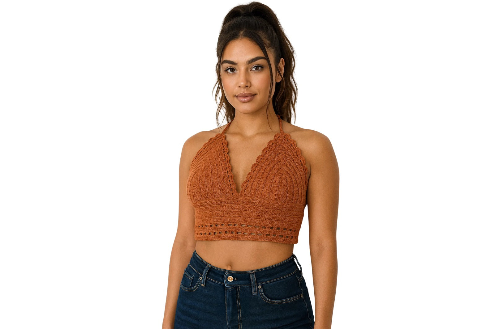 Rusty Charm Crochet Halter Top
