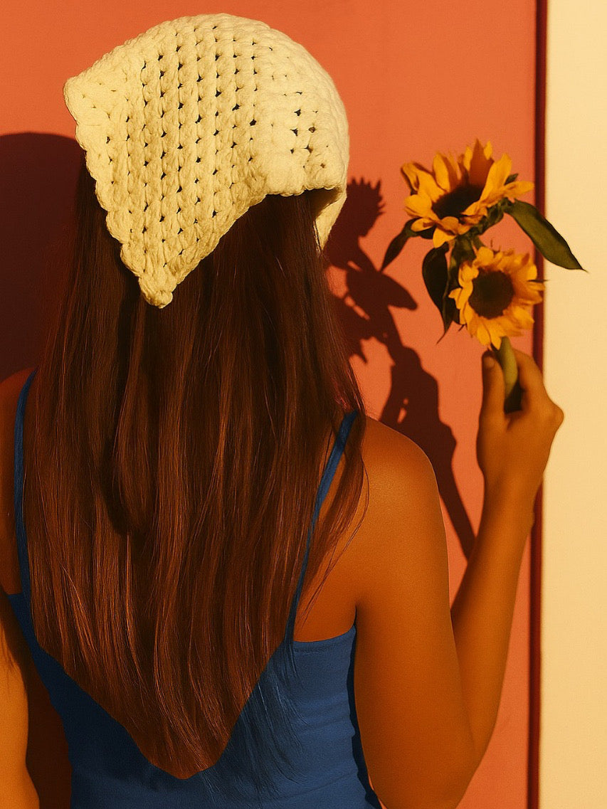 Ivory Breeze Crochet Headscarf