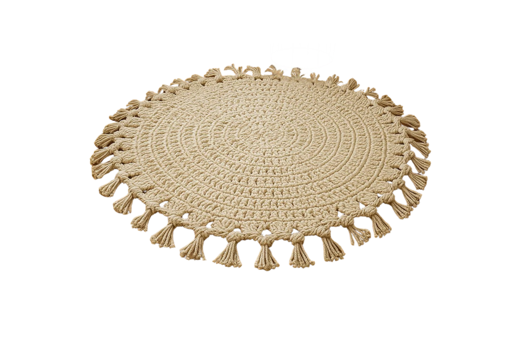 Boho Tassel Round Crochet Rug