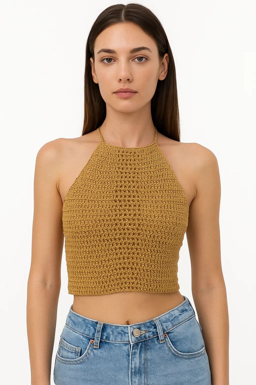 Minimalist Crochet Halter Crop Top